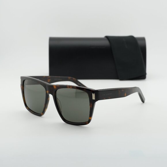 Saint Laurent SL424 002 Square Sunglasses - Havana\Grey